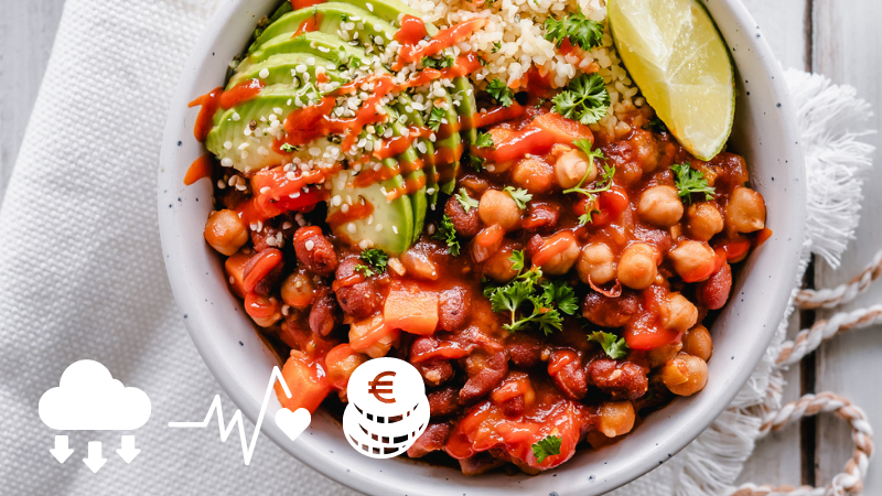 un chili sin carne avec des légumineuses pour remplacer le chili con carne avec de la viande